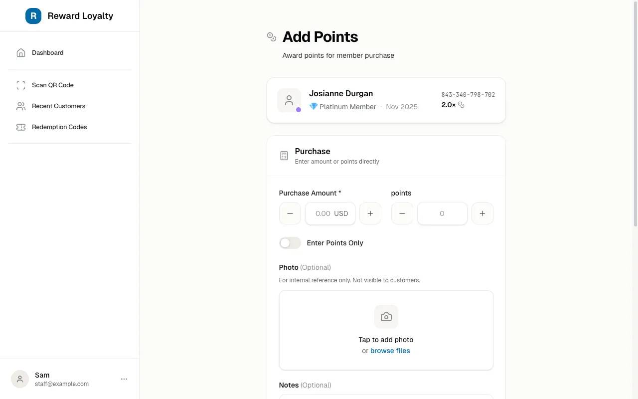 Staff interface desktop preview