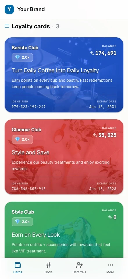 Customer wallet mobile preview