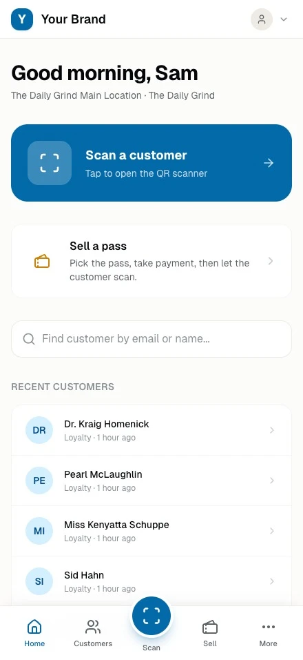 Staff interface mobile preview