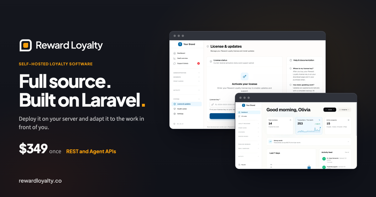 Dark Reward Loyalty product card for developers
