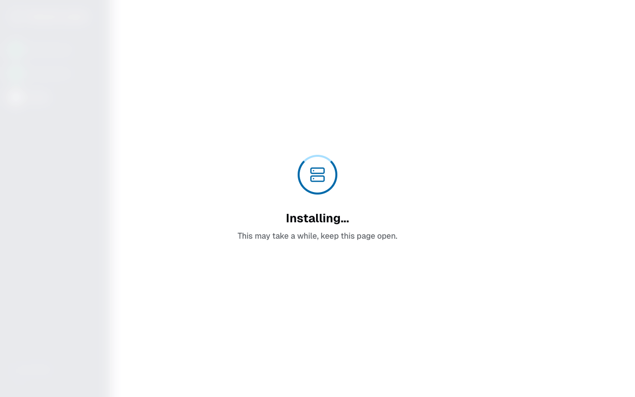 Installation in progress screen