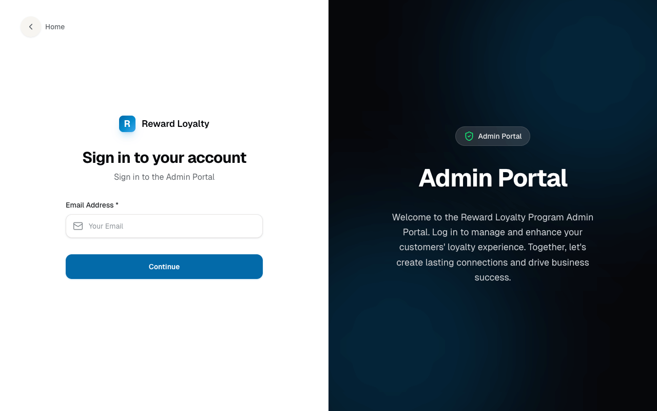 Admin login page after installation
