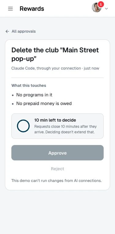 The review page with the change, the time left and the Approve and Reject buttons