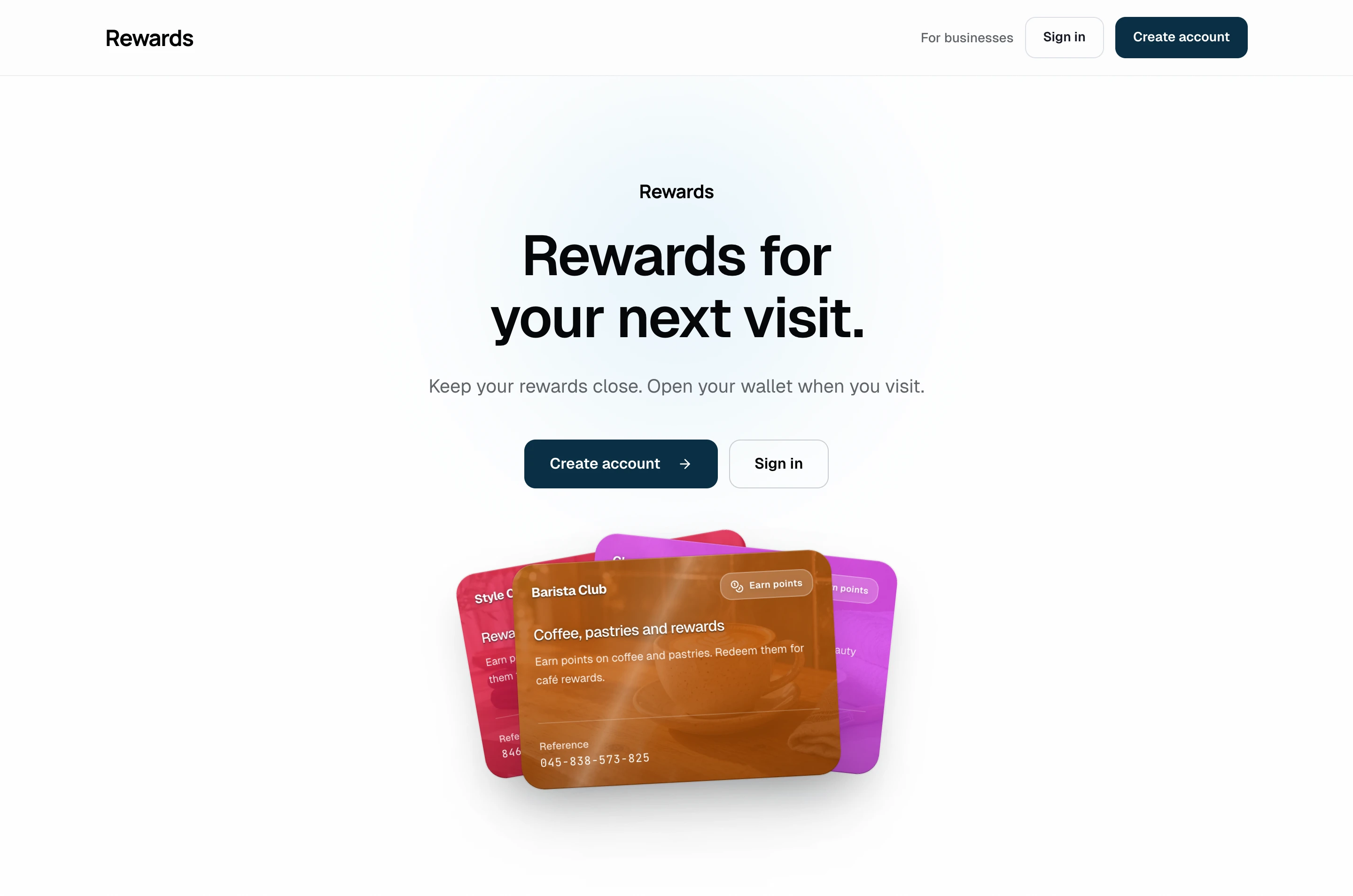 Showcase homepage on desktop. The branded headline, join action, and program-card fan on desktop.
