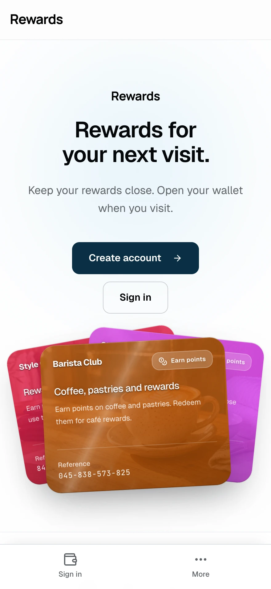 Showcase homepage on mobile. The brand introduction and program cards arranged for a phone.