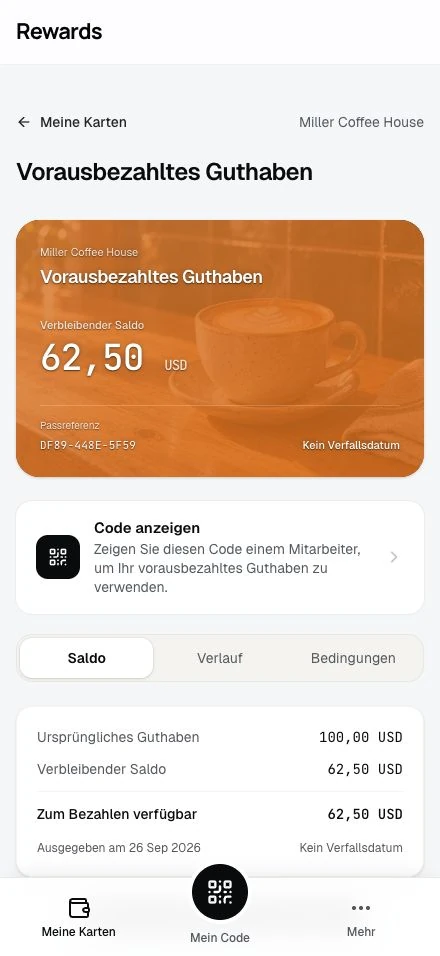 Guthaben: Kunden sehen ihr verbleibendes Guthaben.