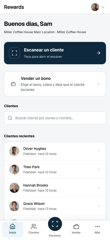 Vista previa de la interfaz del personal en el teléfono