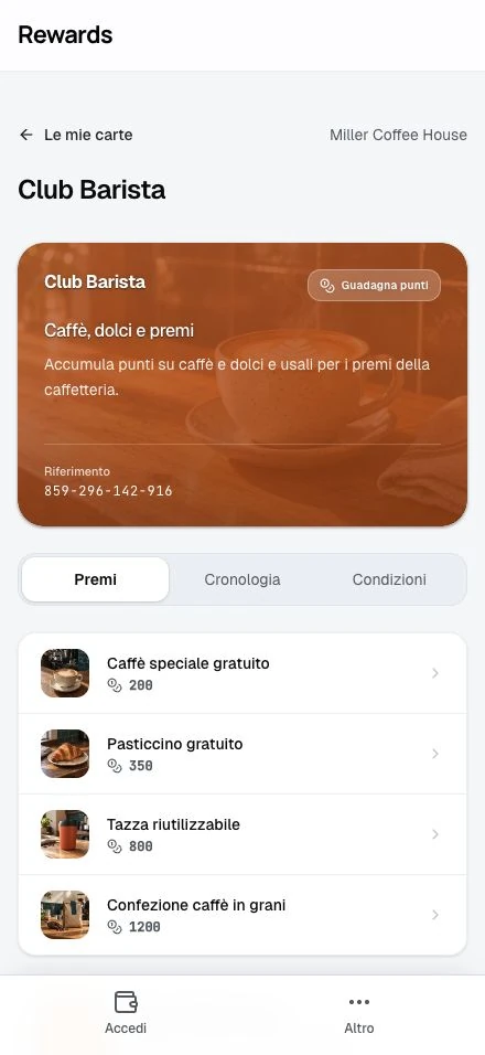 La pagina della carta senza aver effettuato l'accesso, con l'azione Accedi.