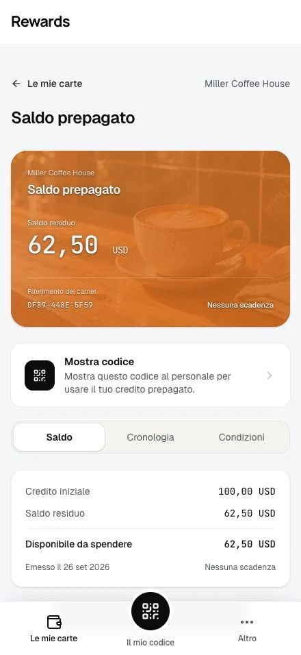 Credito prepagato: i clienti vedono il saldo rimanente.