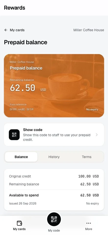 Prepaid credit: Customers see their remaining balance.
