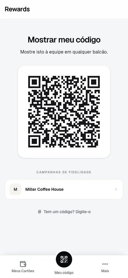 Os clientes mostram este código; a equipe vê os programas aos quais tem acesso.