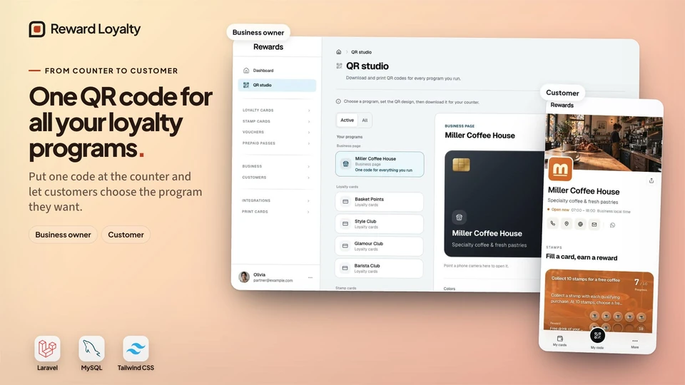 Reward Loyalty product visual: QR studio