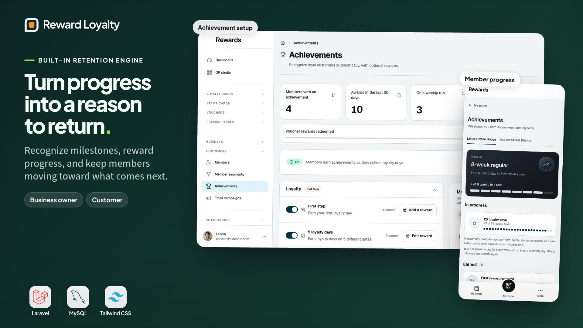 Reward Loyalty product visual: Achievements