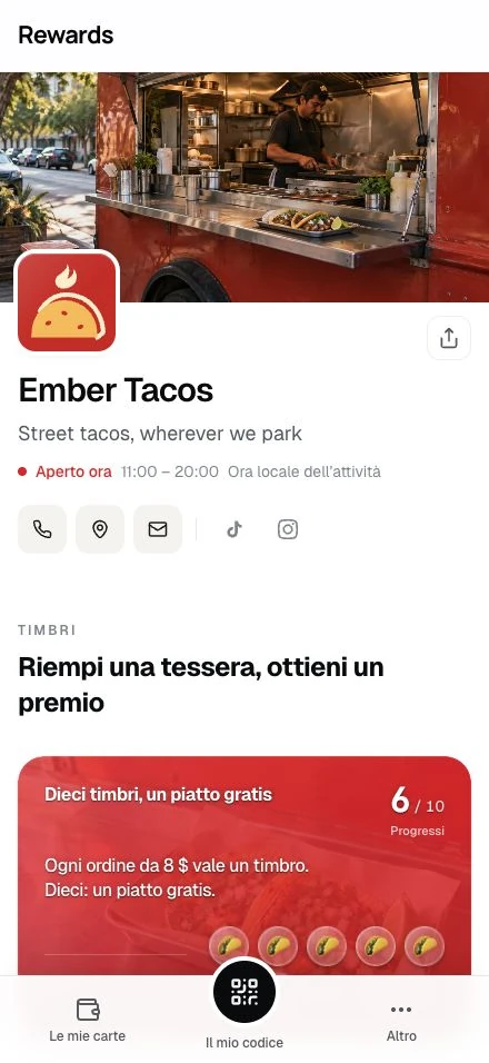 La pagina di un'attività dimostrativa su un telefono.