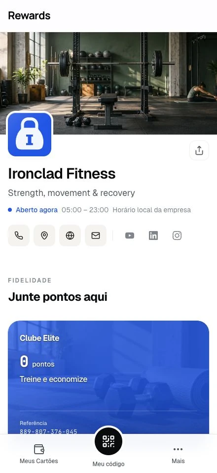 Ironclad Fitness · A página de um negócio de demonstração em um celular.