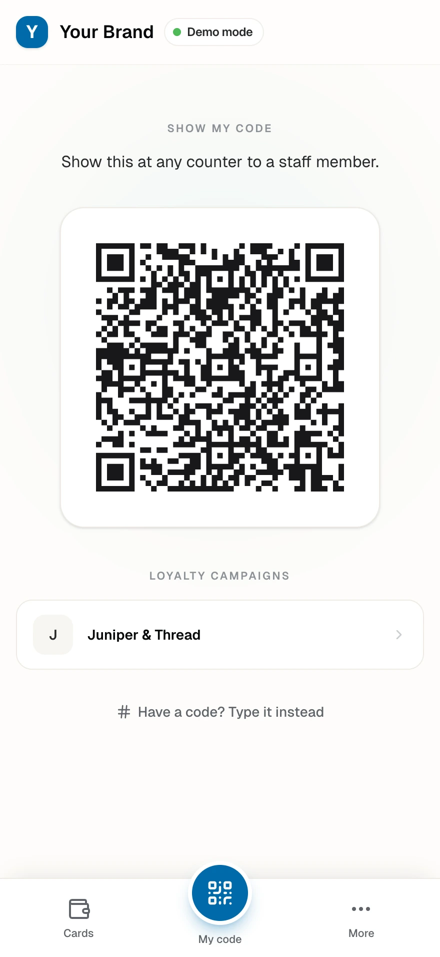 The wallet code a boutique customer shows at the register